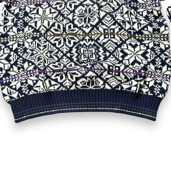 Vintage Nordic Snowflake Sweater Unisex L Knit Pullover Retro Winter Jumper USA - Picture 8 of 8